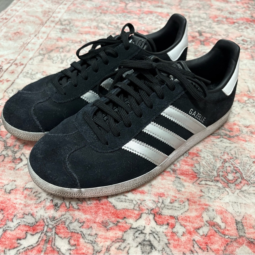 Adidas Gazelle Black and Silver Shoes